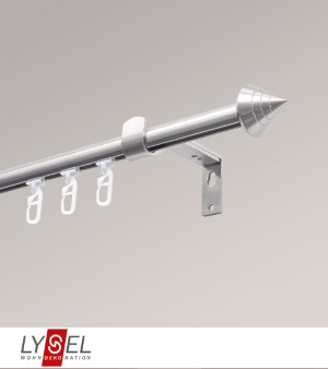 Lysel - SET Topaz Innenlauf 160cm Trger ausziehbar mit Endstcke Kegel in Edelstahl-Optik